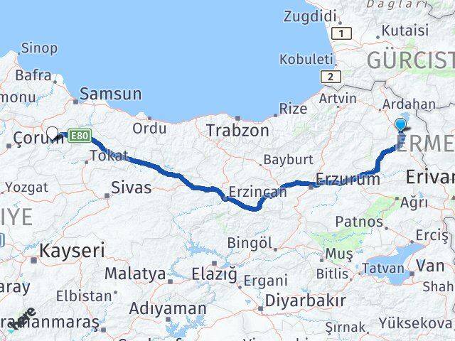 Kars Susuz Amasya Arası Kaç Km - Yol Haritası
