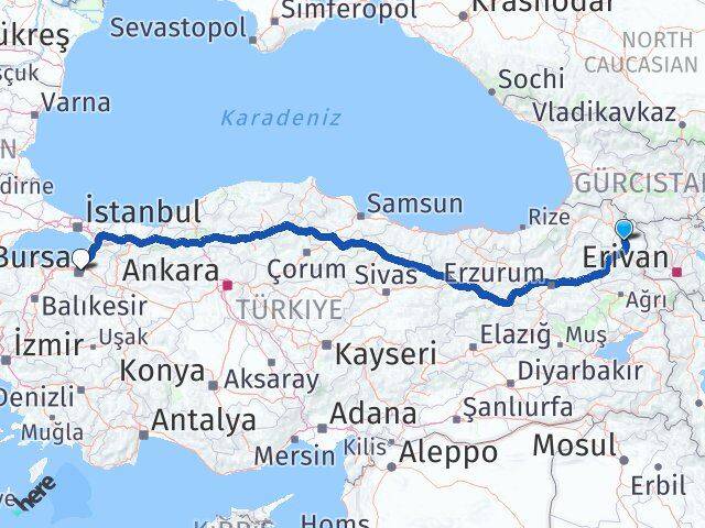 Kars Susuz Bursa Arası Kaç Km - Yol Haritası
