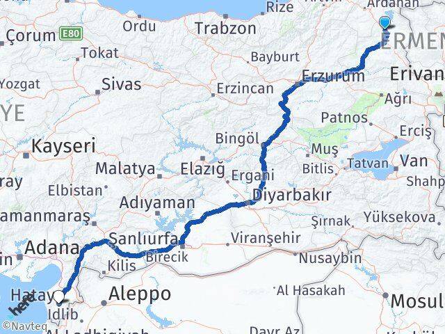 Kars Susuz Hatay Arası Kaç Km - Yol Haritası