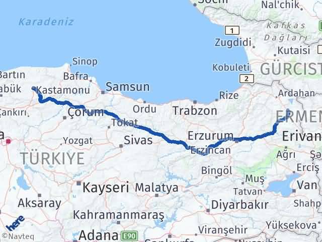 Kars Susuz Kastamonu Arası Kaç Km - Yol Haritası