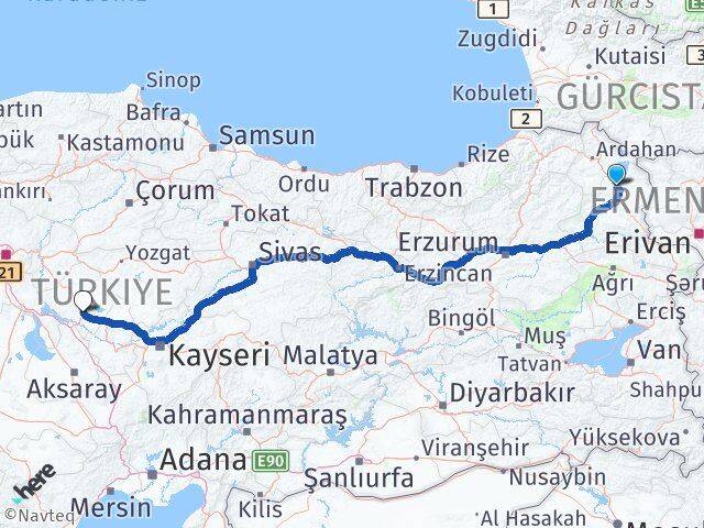 Kars Susuz Kırşehir Arası Kaç Km - Yol Haritası