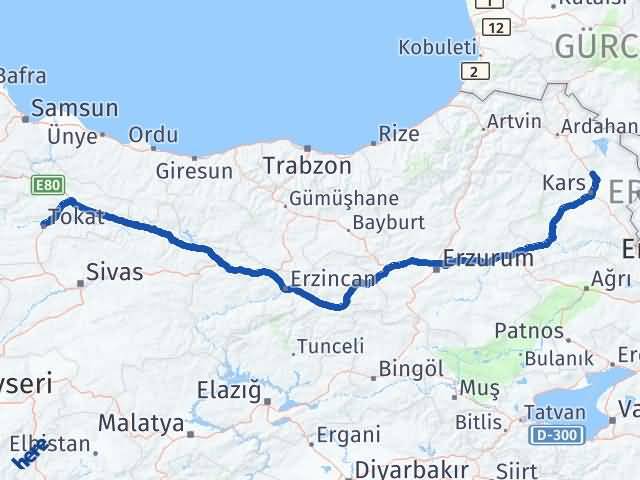 Kars Susuz Tokat Arası Kaç Km - Yol Haritası