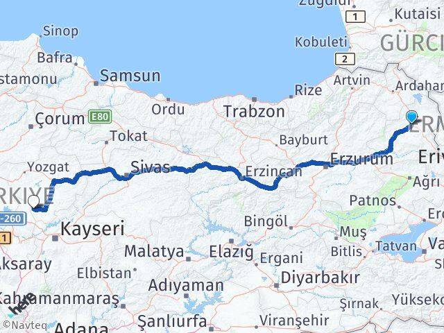 Kars Yenifakılı Yozgat Arası Kaç Km - Yol Haritası