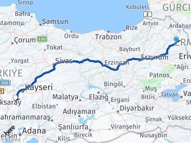 Kars Yeşilhisar Kayseri Arası Kaç Km - Yol Haritası