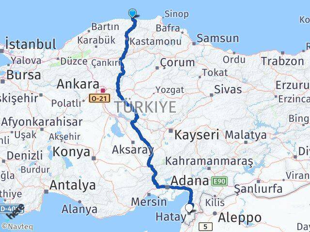 Kastamonu Abana Hatay Arası Kaç Km - Yol Haritası