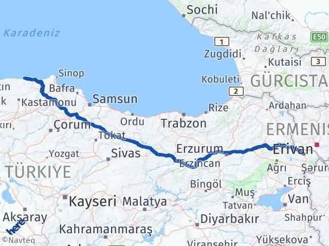 Kastamonu Abana Iğdır Arası Kaç Km - Yol Haritası