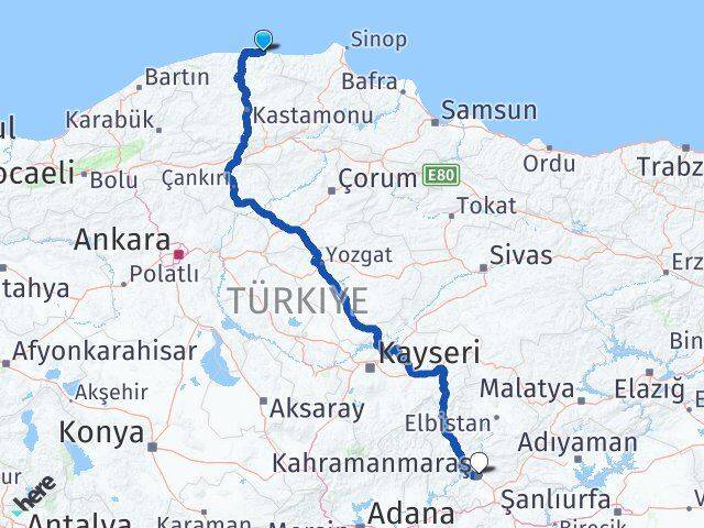 Kastamonu Abana Kahramanmaraş Arası Kaç Km - Yol Haritası