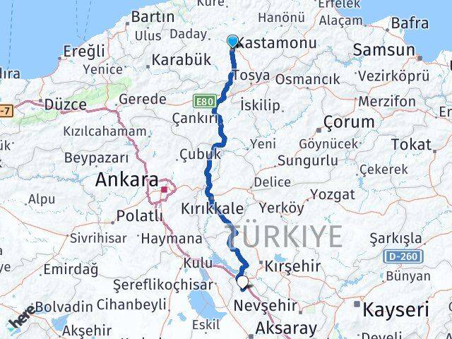Kastamonu Ağaçören Aksaray Arası Kaç Km - Yol Haritası