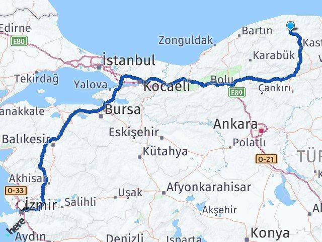 Ağlı İzmir Arası Kaç Km - Yol Tarifi
