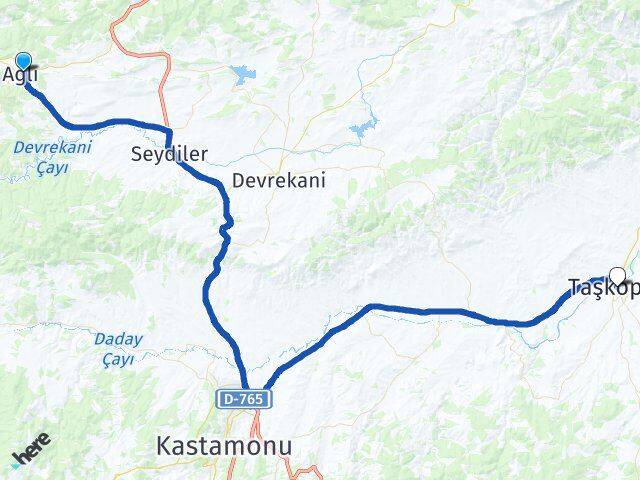 Kastamonu Ağlı Taşköprü Arası Kaç Km - Yol Haritası