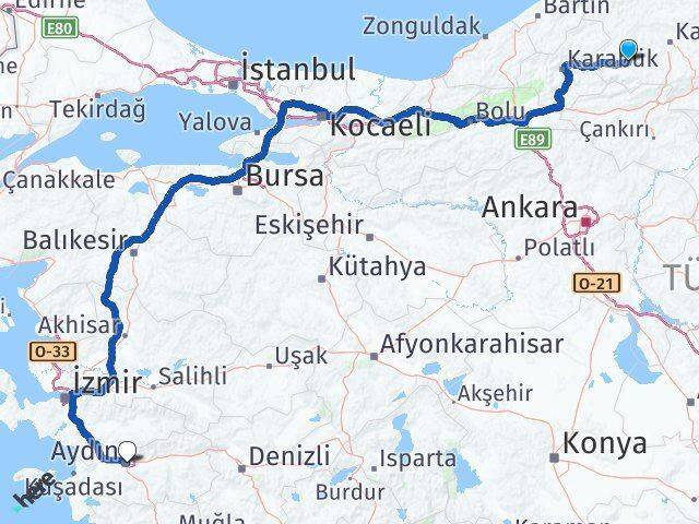 Araç Aydın Arası Kaç Km - Yol Tarifi