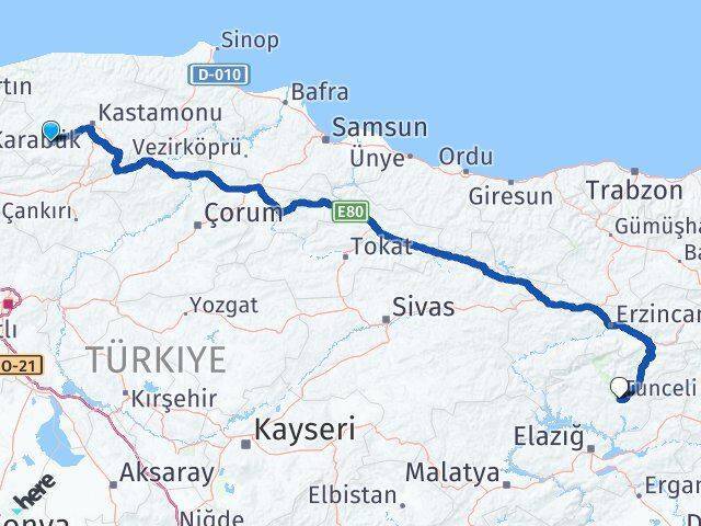 Araç Tunceli Arası Kaç Km - Yol Tarifi