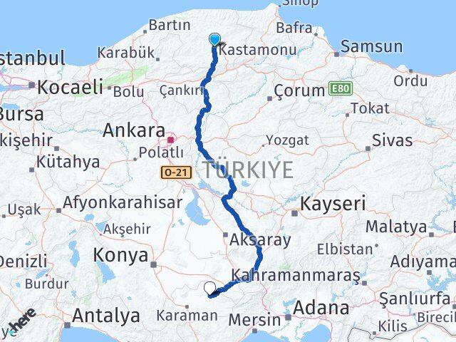 Kastamonu Ayrancı Karaman Arası Kaç Km - Yol Haritası