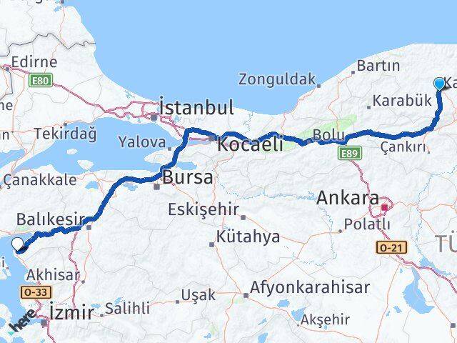 Kastamonu Ayvalık Balıkesir Arası Kaç Km - Yol Haritası