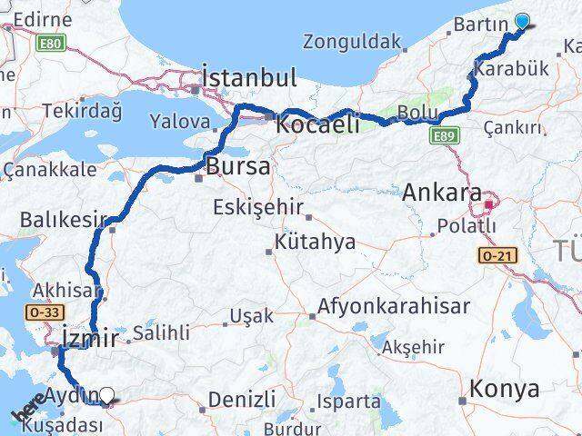 Kastamonu Azdavay Aydın Arası Kaç Km - Yol Haritası