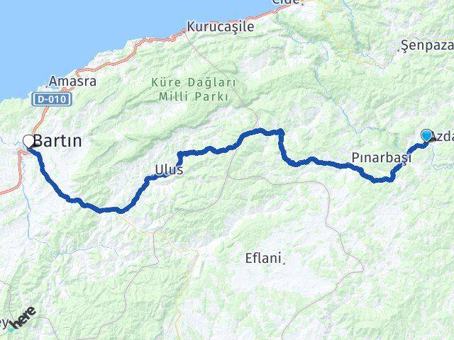 Kastamonu Azdavay Bartın Arası Kaç Km - Yol Haritası
