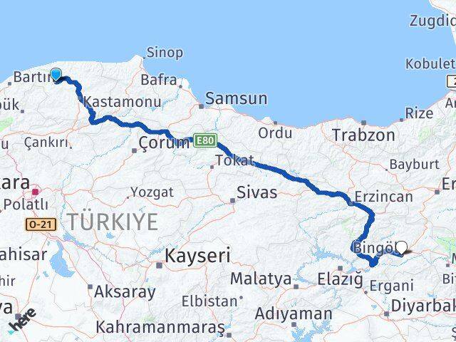 Kastamonu Azdavay Bingöl Arası Kaç Km - Yol Haritası