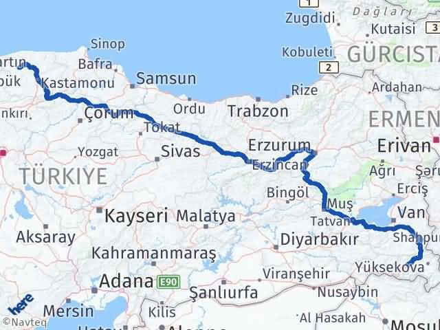 Kastamonu Azdavay Hakkari Arası Kaç Km - Yol Haritası