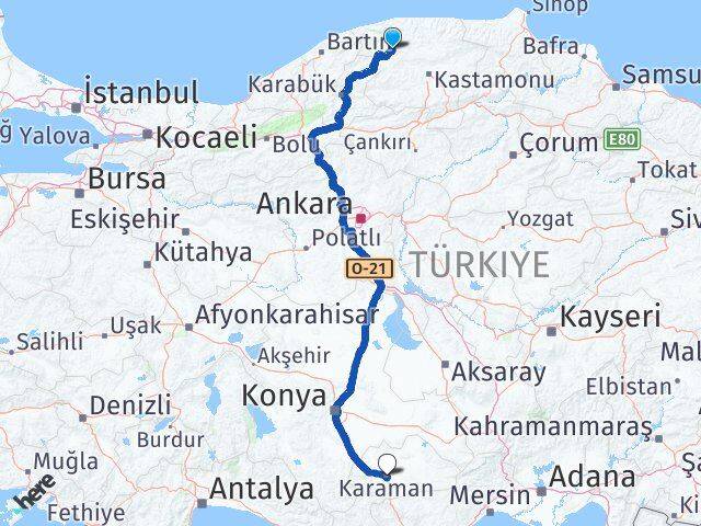 Kastamonu Azdavay Karaman Arası Kaç Km - Yol Haritası