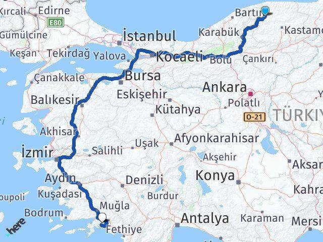 Kastamonu Azdavay Muğla Arası Kaç Km - Yol Haritası