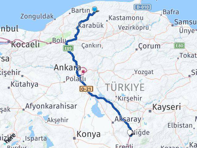 Kastamonu Azdavay Niğde Arası Kaç Km - Yol Haritası