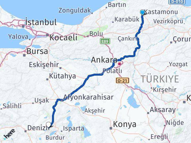 Kastamonu Başmakçı Afyonkarahisar Arası Kaç Km - Yol Haritası