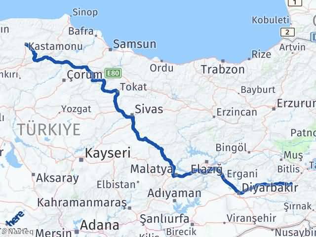 Kastamonu Baykan Siirt Arası Kaç Km - Yol Haritası