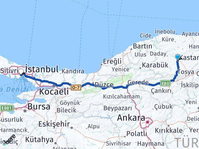Kastamonu Bayrampaşa İstanbul Arası Kaç Km - Yol Haritası
