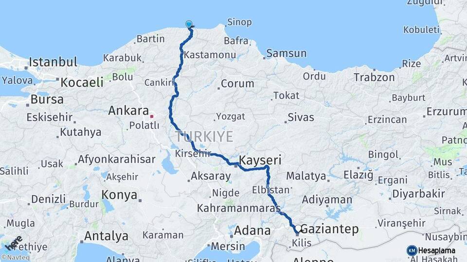 Bozkurt Gaziantep Arası Kaç Km - Yol Tarifi