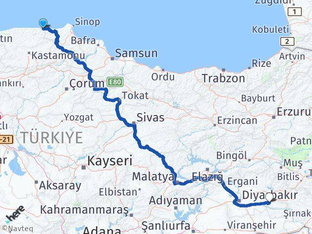 Kastamonu Çatalzeytin Batman Arası Kaç Km - Yol Haritası