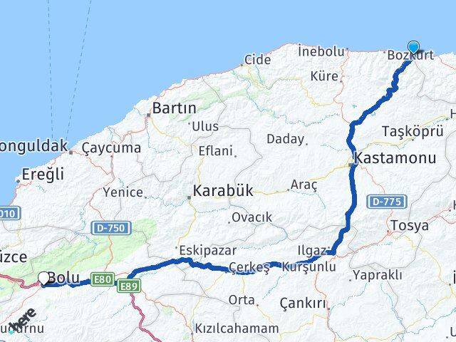 Çatalzeytin Bolu Arası Kaç Km - Yol Tarifi