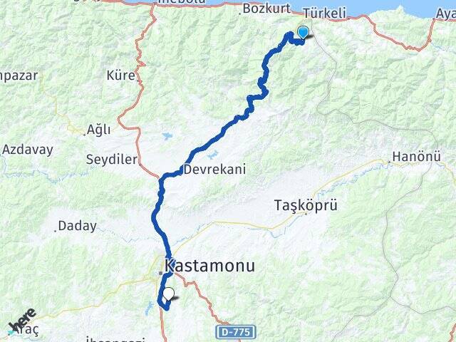 Kulfallar Kastamonu Havalimanı Arası Kaç Km - Yol Tarifi