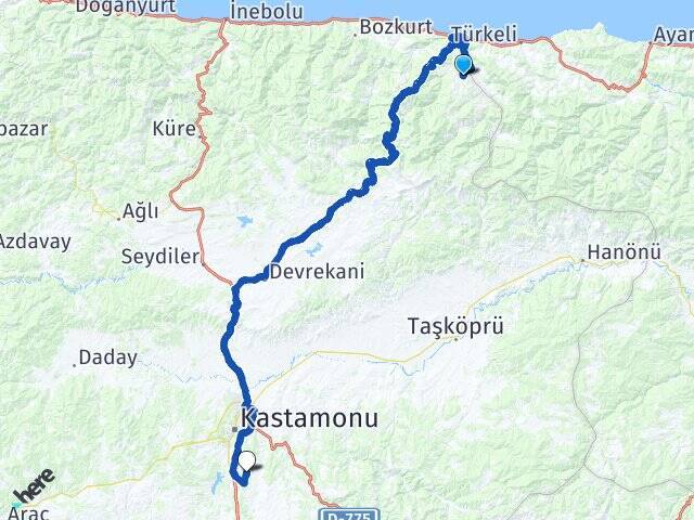 Kuzsökü Kastamonu Havalimanı Arası Kaç Km - Yol Tarifi