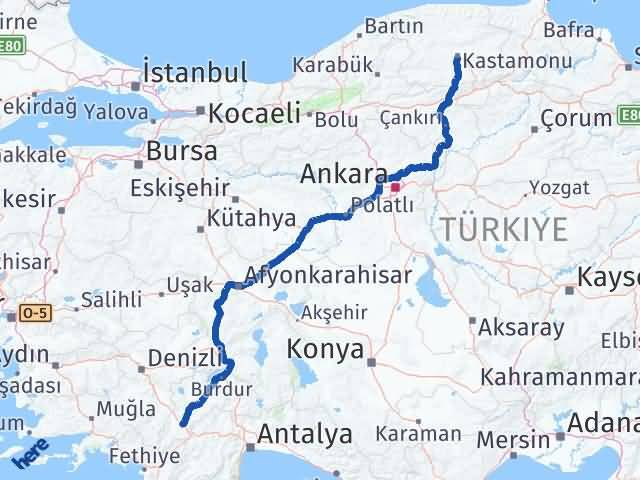 Kastamonu Çavdır Burdur Arası Kaç Km - Yol Haritası