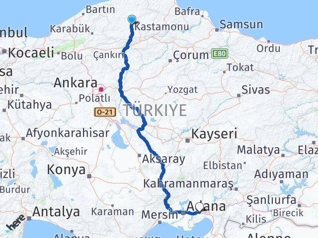 Kastamonu Ceyhan Adana Arası Kaç Km - Yol Haritası