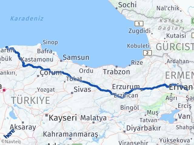 Kastamonu Cide Iğdır Arası Kaç Km - Yol Haritası