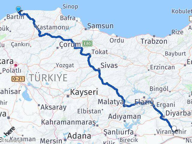 Kastamonu Cide Mardin Arası Kaç Km - Yol Haritası