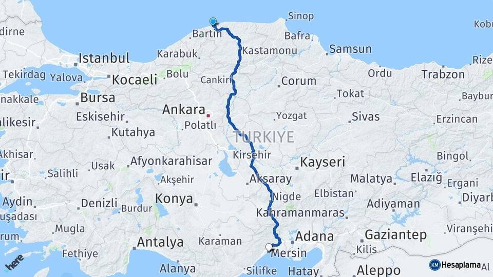 Kastamonu Cide Mersin Arası Kaç Km - Yol Haritası