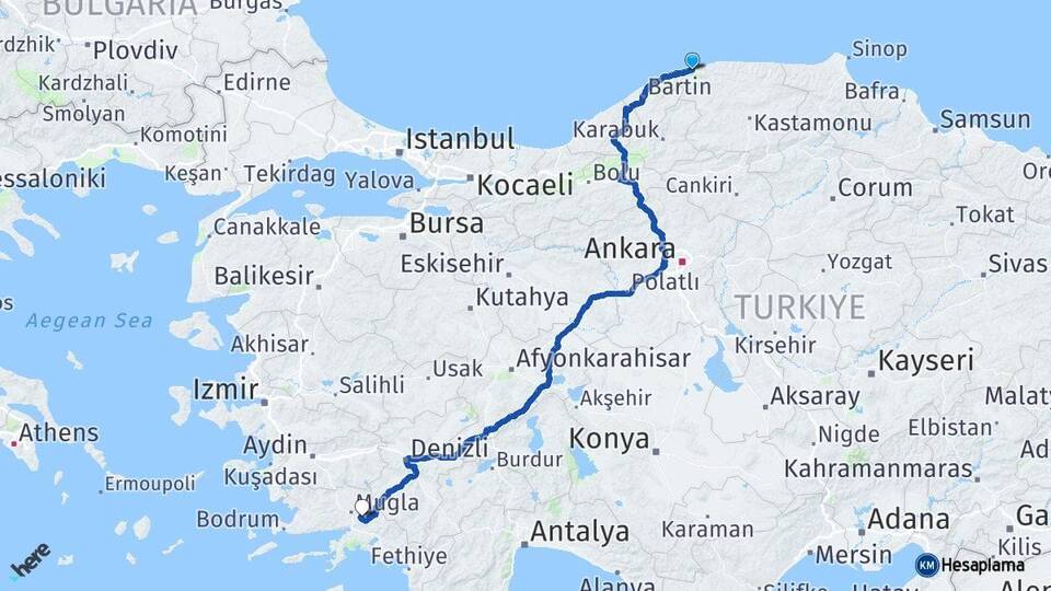 Kastamonu Cide Muğla Arası Kaç Km - Yol Haritası