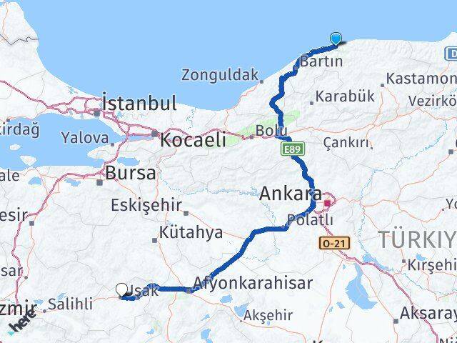 Kastamonu Cide Uşak Arası Kaç Km - Yol Haritası