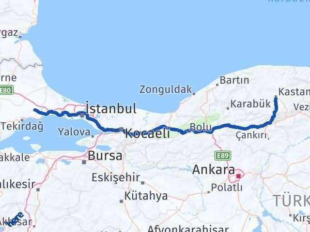 Kastamonu Çorlu Tekirdağ Arası Kaç Km - Yol Haritası