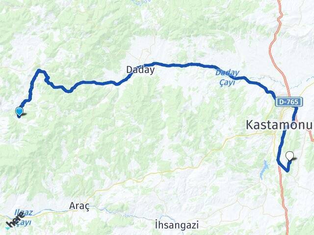 Değirmencik Kastamonu Havalimanı Arası Kaç Km - Yol Tarifi