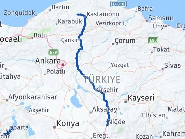 Kastamonu Daday Niğde Arası Kaç Km - Yol Haritası