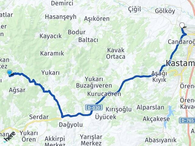 Üyükören Kastamonu Üniversitesi Arası Kaç Km - Yol Tarifi