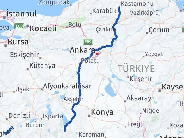 Kastamonu Derebucak Konya Arası Kaç Km - Yol Haritası