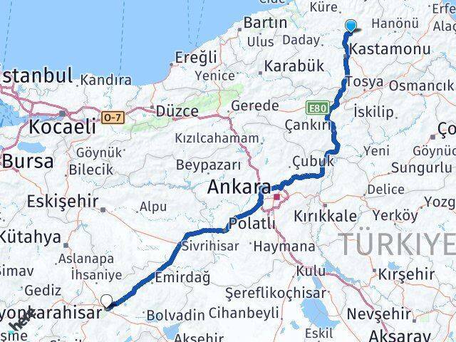 Devrekani Afyonkarahisar Arası Kaç Km - Yol Tarifi