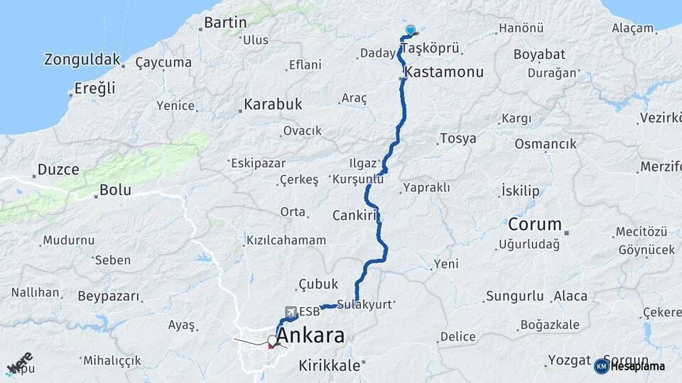 Devrekani Ankara Arası Kaç Km - Yol Tarifi