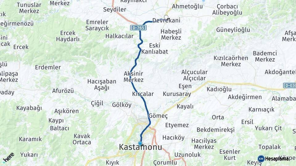 Kastamonu Devrekani Arası Kaç Km - Yol Tarifi