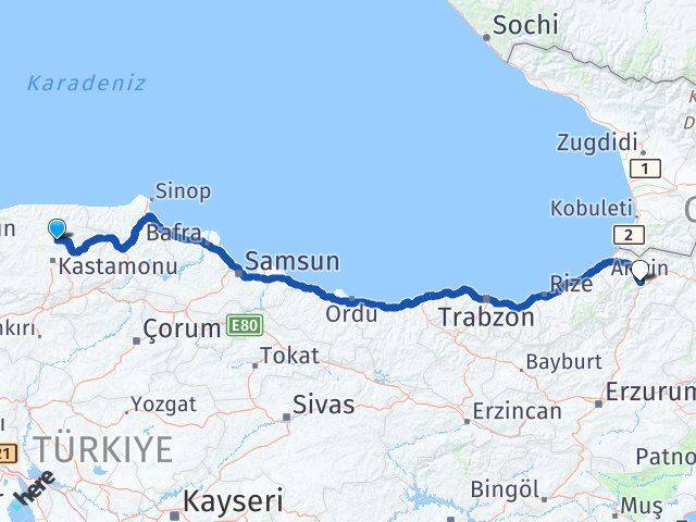 Devrekani Artvin Arası Kaç Km - Yol Tarifi