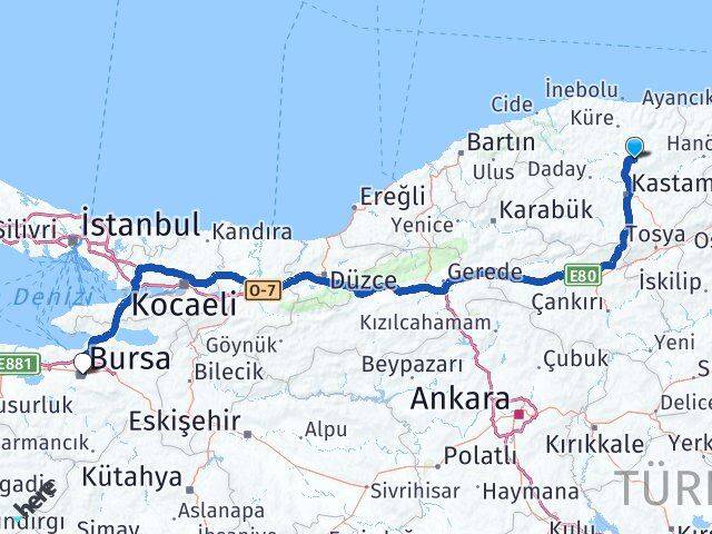 Devrekani Bursa Arası Kaç Km - Yol Tarifi